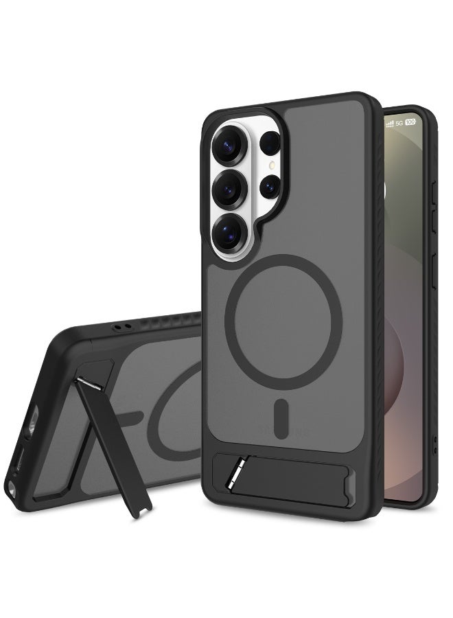 Samsung S26 Ultra MagSafe Case, Magnetic Cover with Hidden Stand, Shockproof Phone Case, Galaxy S26 Ultra 5G (Black) Matte Stand Slim Back Military-Grade Protective Case - Image 1